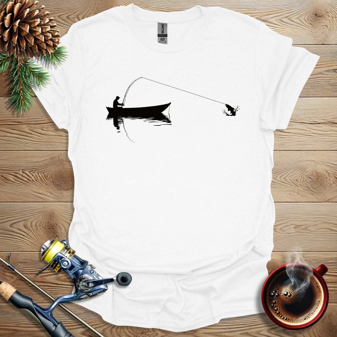 Printify T-Shirt White / S Fishing Boat Silhouette T-Shirt