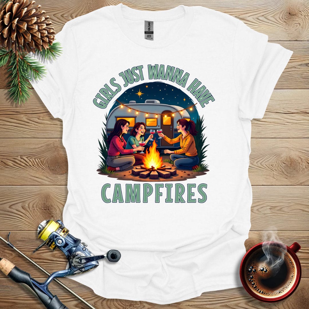 Printify T-Shirt White / S Girls Just Wanna Have Campfires T-Shirt