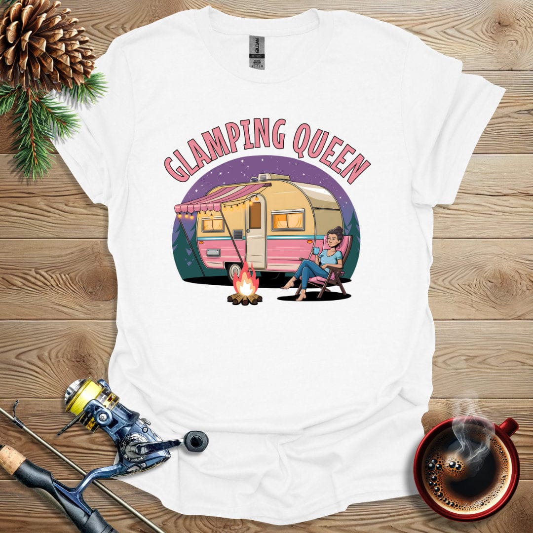 Printify T-Shirt White / S Glamping Queen T-Shirt