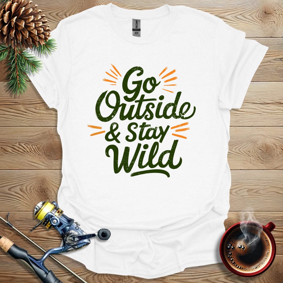 Printify T-Shirt White / S Go Outside & Stay Wild - Text T-Shirt