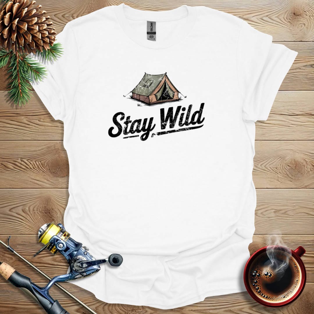 Printify T-Shirt White / S Stay Wild - Tent T-Shirt