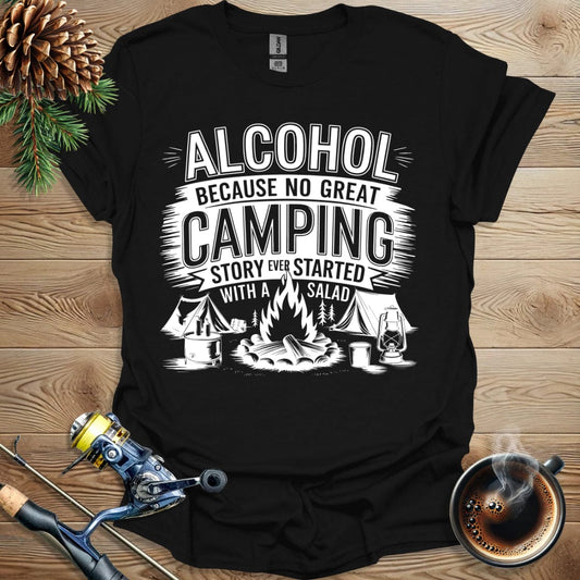 Printify T-Shirt Alcohol - No Great Camping Story - Salad T-Shirt