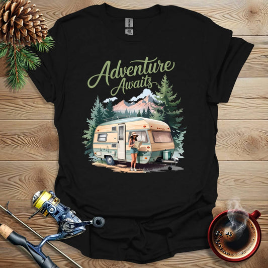 Printify T-Shirt Black / S Adventure Awaits T-Shirt