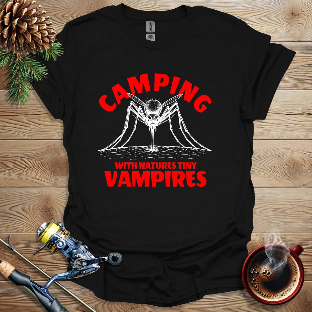 Printify T-Shirt Black / S Camping With Natures Tiny Vampires T-Shirt