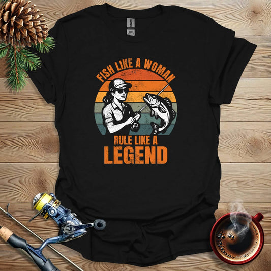 Printify T-Shirt Black / S Fish Like A Woman - Rule Like A Legend T-Shirt