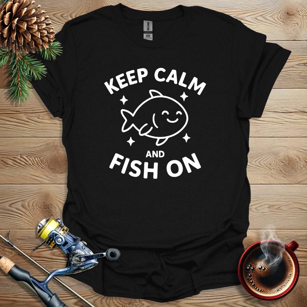 Printify T-Shirt Black / S Keep Calm and Fish On T-Shirt