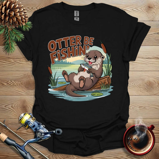 Printify T-Shirt Black / S Otter Be Fishin' T-Shirt