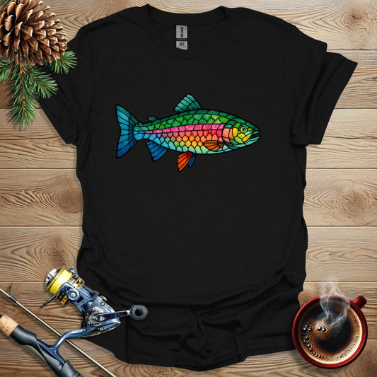 Printify T-Shirt Black / S Rainbow Trout - Stained Glass T-Shirt