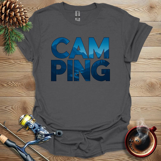 Printify T-Shirt Charcoal / S Cam-Ping Text T-Shirt