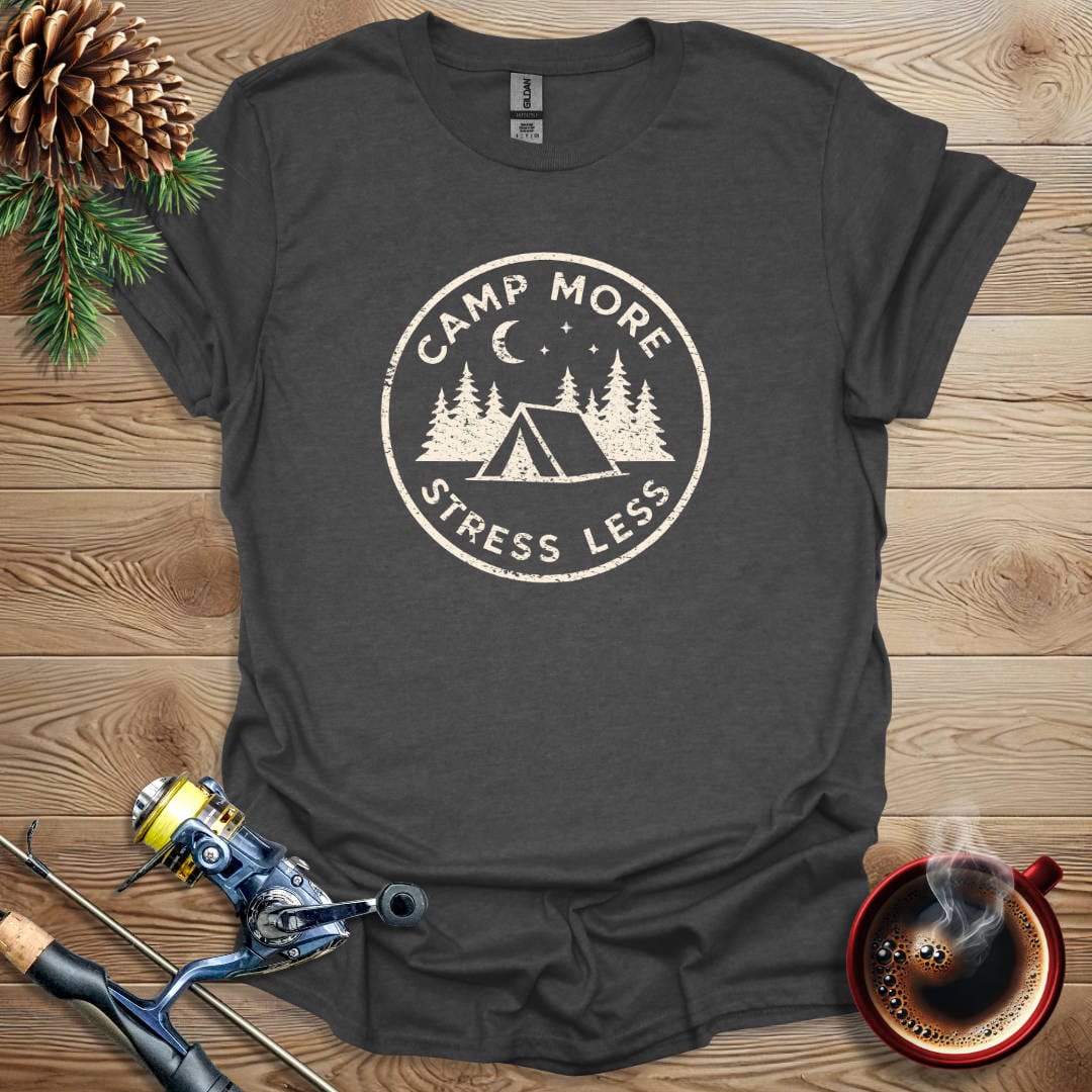 Printify T-Shirt Dark Heather / S Camp More Stress Less T-Shirt