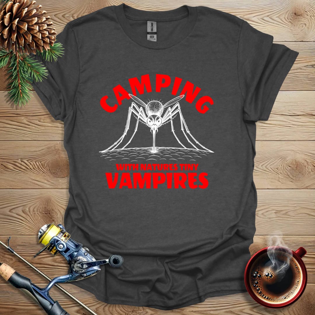 Printify T-Shirt Dark Heather / S Camping With Natures Tiny Vampires T-Shirt