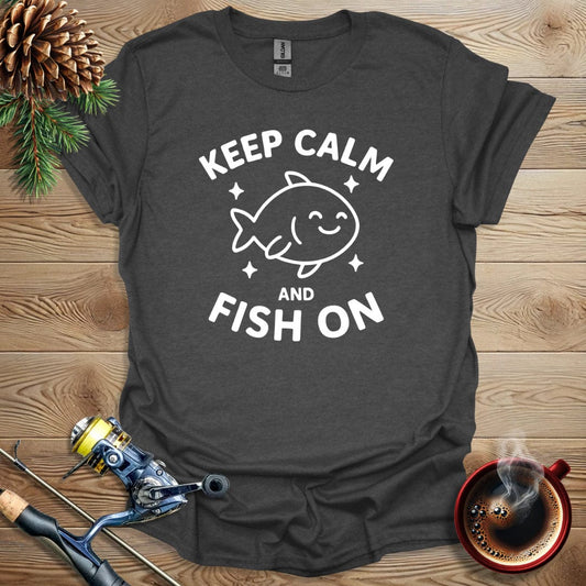 Printify T-Shirt Dark Heather / S Keep Calm and Fish On T-Shirt