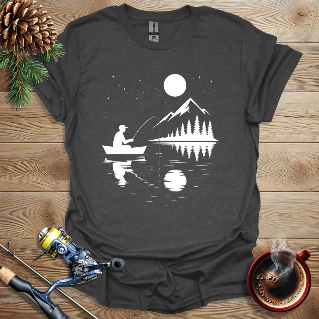 Printify T-Shirt Dark Heather / S Moonlight Fishing T-Shirt