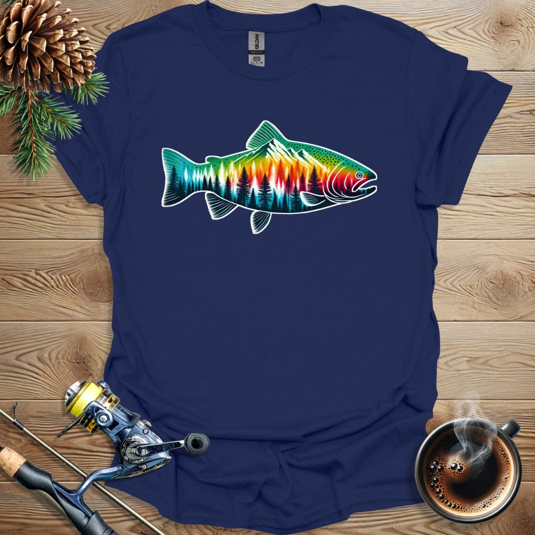 Printify T-Shirt Fish & Mountains T-Shirt