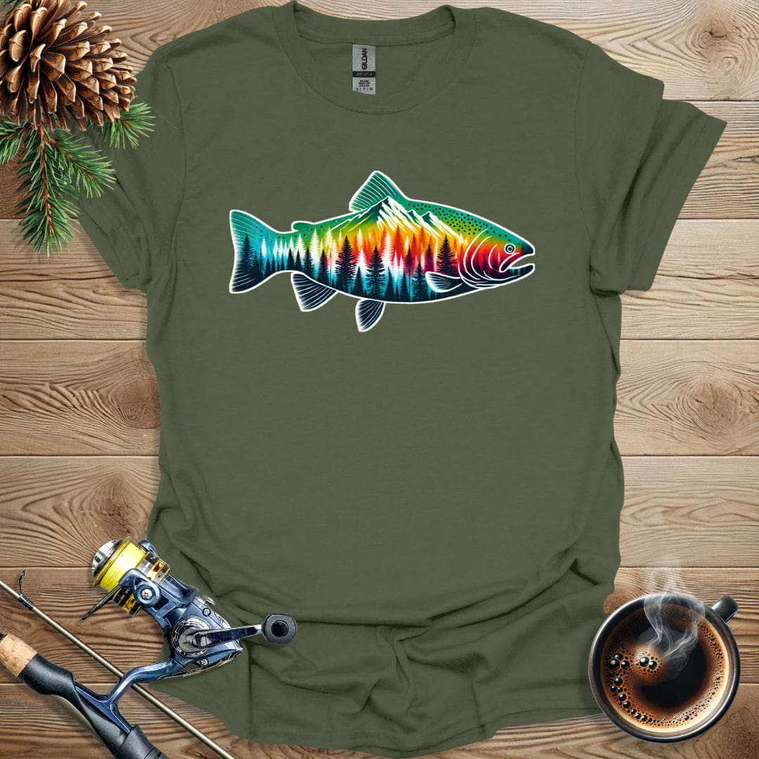 Printify T-Shirt Fish & Mountains T-Shirt