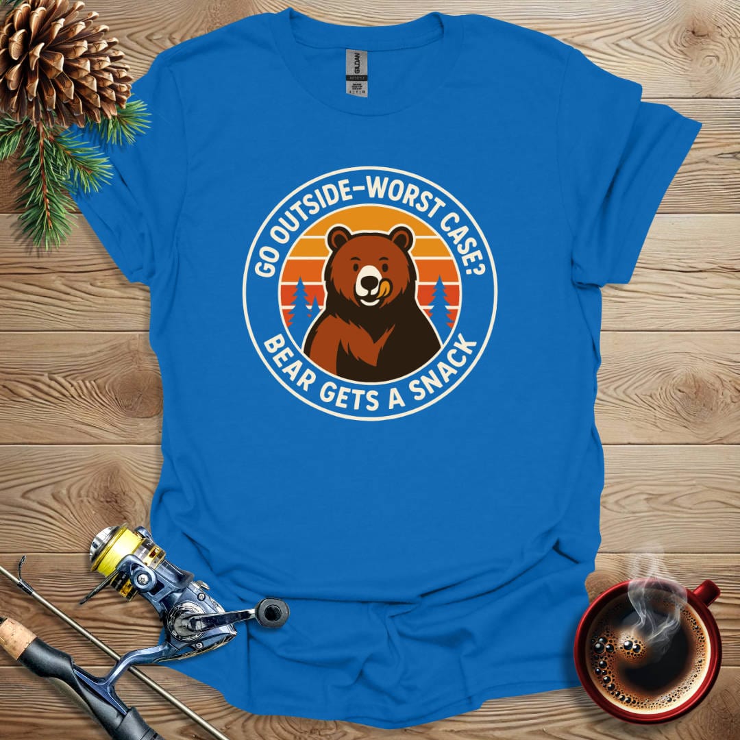 Printify T-Shirt Go Outside - Worst Case Bear Gets A Snack T-Shirt