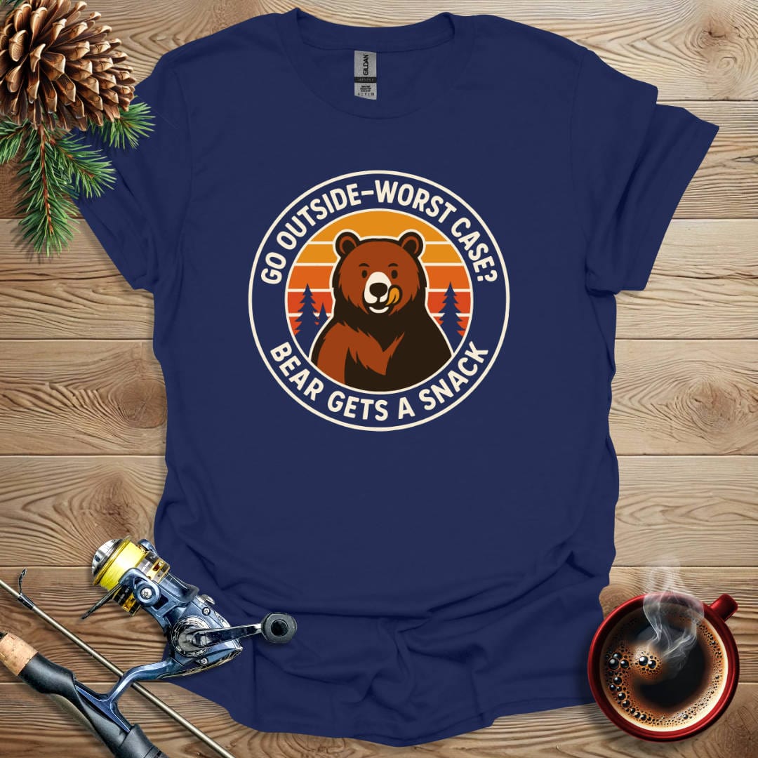 Printify T-Shirt Go Outside - Worst Case Bear Gets A Snack T-Shirt