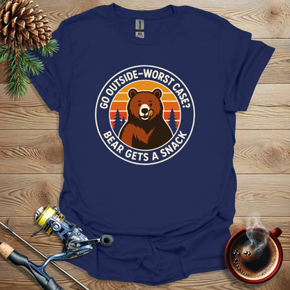 Printify T-Shirt Go Outside - Worst Case Bear Gets A Snack T-Shirt