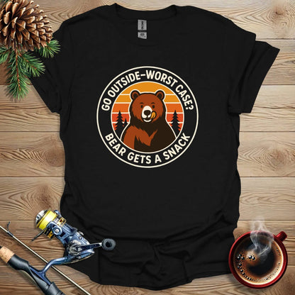Printify T-Shirt Go Outside - Worst Case Bear Gets A Snack T-Shirt