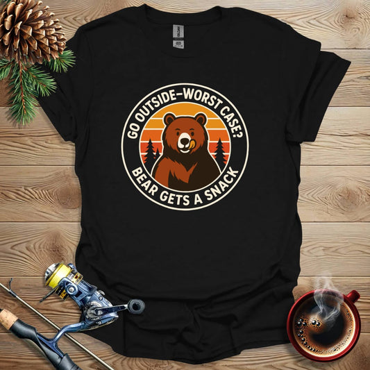 Printify T-Shirt Go Outside - Worst Case Bear Gets A Snack T-Shirt