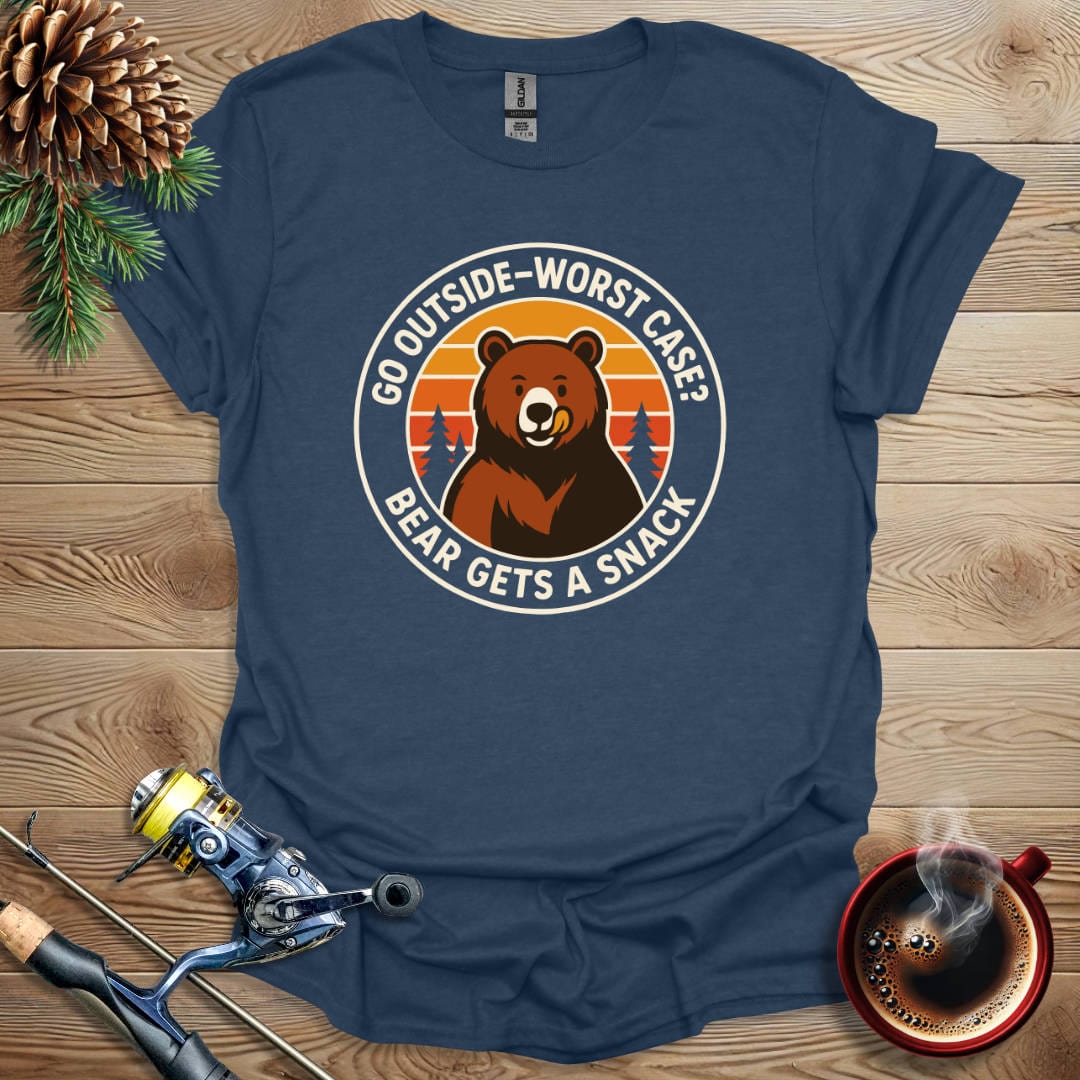Printify T-Shirt Go Outside - Worst Case Bear Gets A Snack T-Shirt