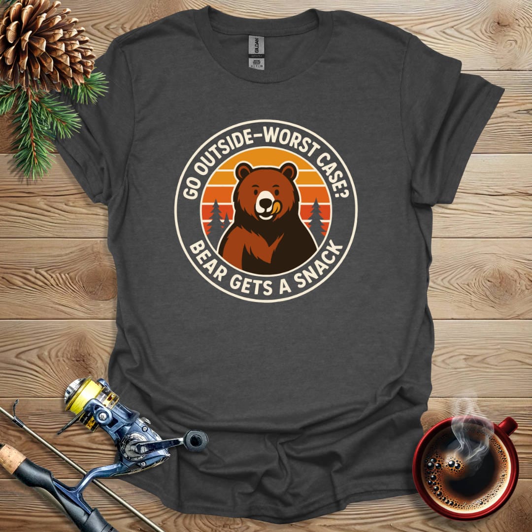 Printify T-Shirt Go Outside - Worst Case Bear Gets A Snack T-Shirt