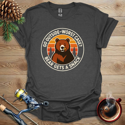Printify T-Shirt Go Outside - Worst Case Bear Gets A Snack T-Shirt