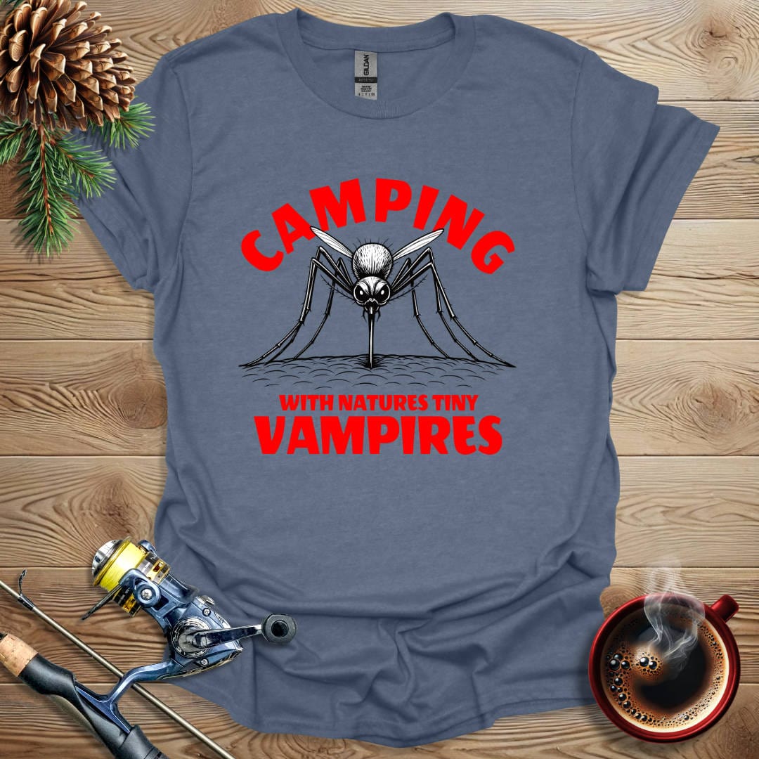 Printify T-Shirt Heather Indigo / S Camping With Natures Tiny Vampires T-Shirt