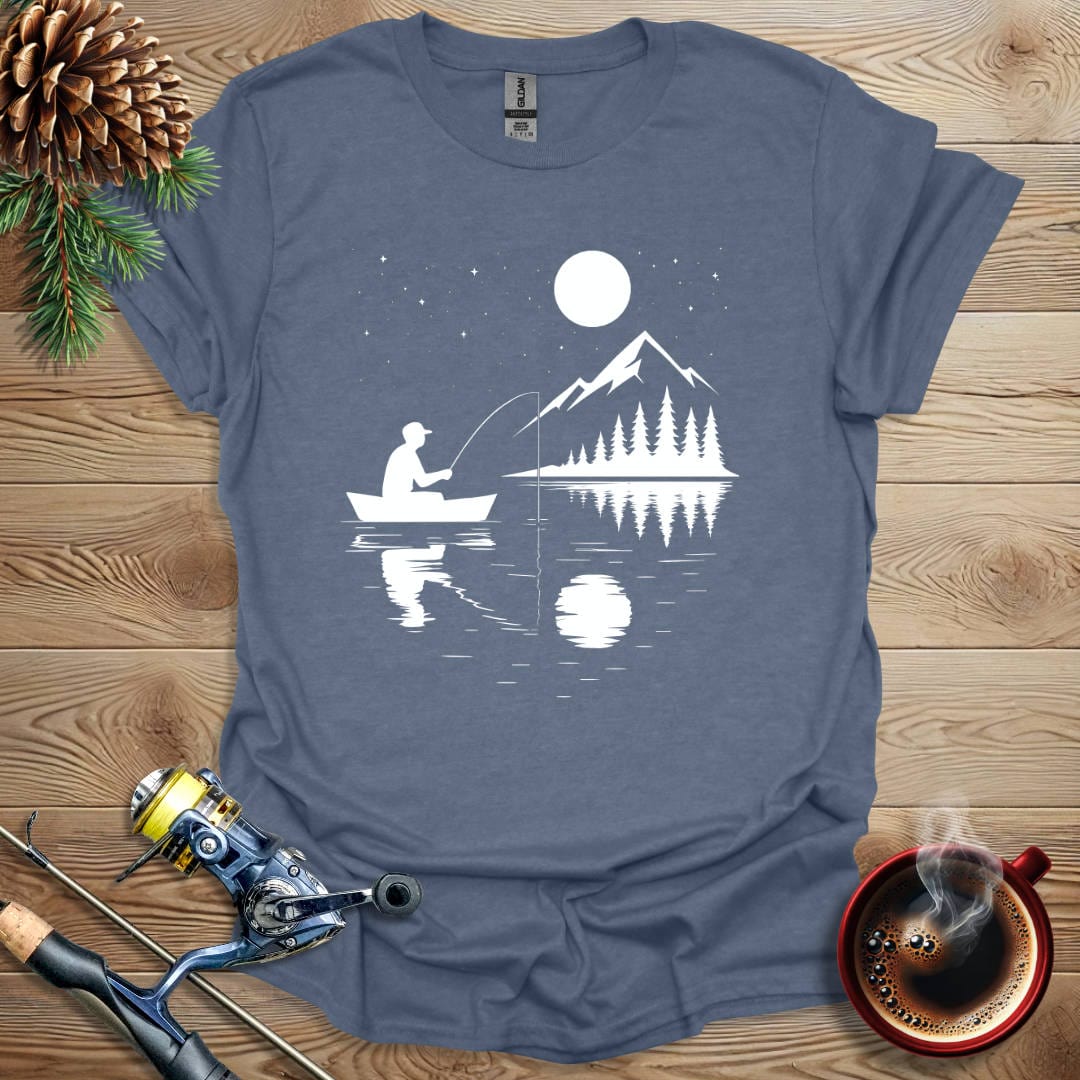 Printify T-Shirt Heather Indigo / S Moonlight Fishing T-Shirt