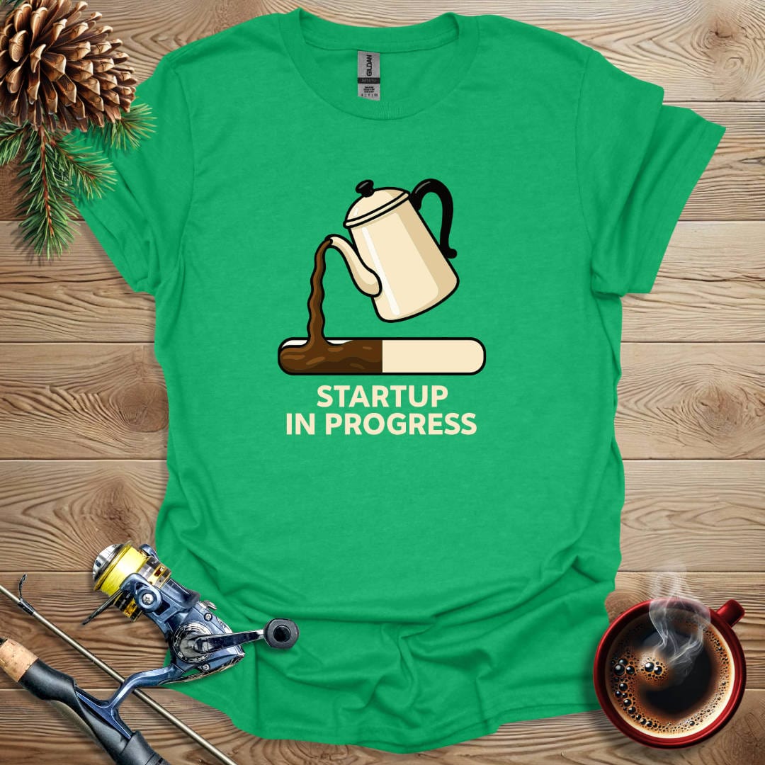 Printify T-Shirt Heather Irish Green / S Startup In Progress T-Shirt