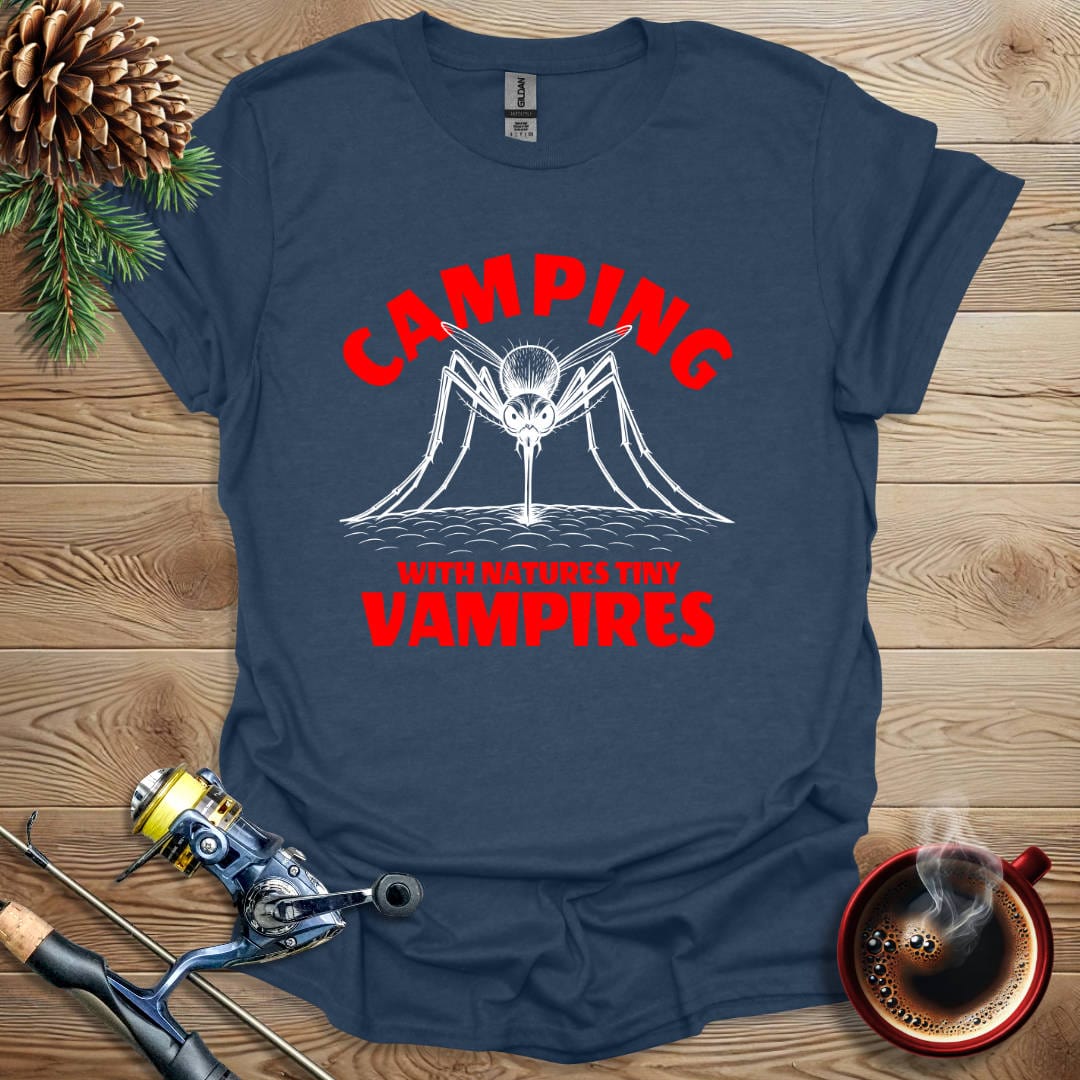 Printify T-Shirt Heather Navy / S Camping With Natures Tiny Vampires T-Shirt