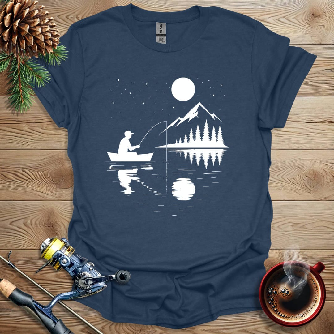 Printify T-Shirt Heather Navy / S Moonlight Fishing T-Shirt