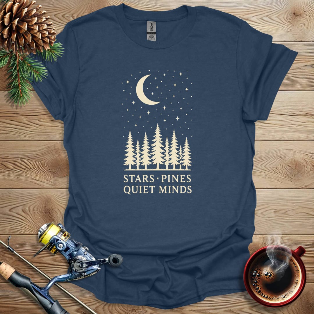 Printify T-Shirt Heather Navy / S Stars Pines Quiet Minds T-Shirt