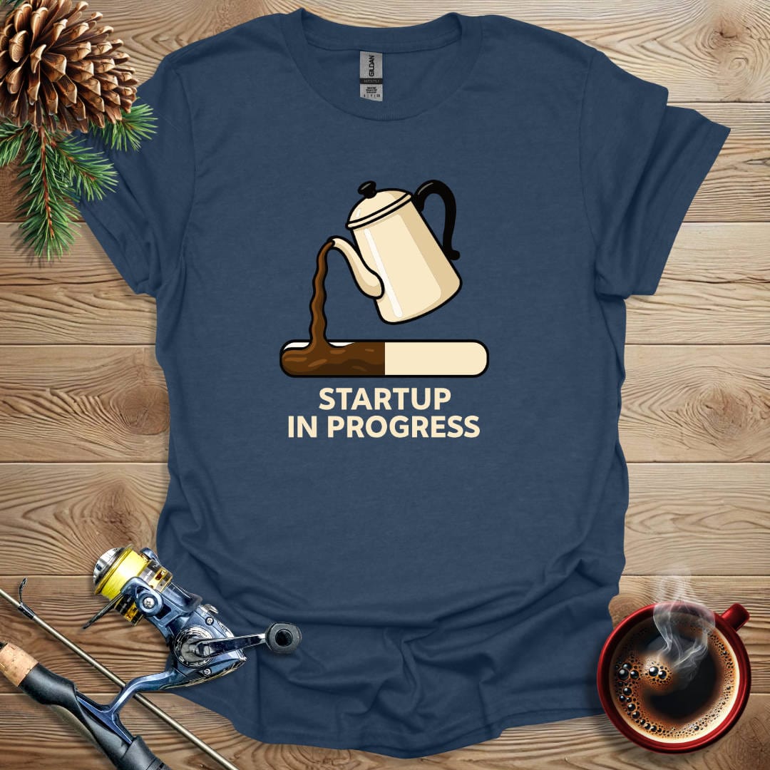Printify T-Shirt Heather Navy / S Startup In Progress T-Shirt
