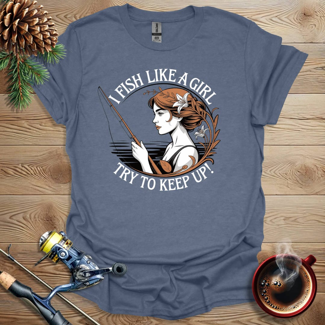 Printify T-Shirt I Fish Like A Girl_ Art Nouveau T-Shirt