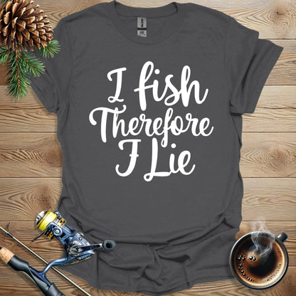 Printify T-Shirt I Fish Therefore I Lie B&W T-Shirt