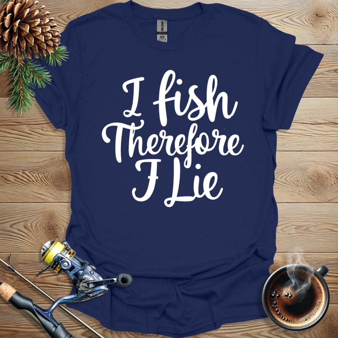 Printify T-Shirt I Fish Therefore I Lie B&W T-Shirt