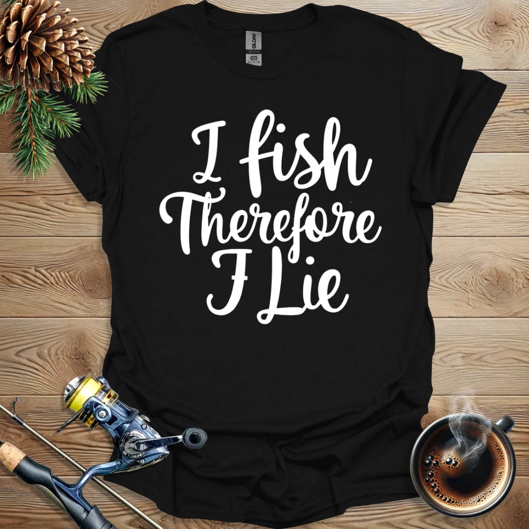 Printify T-Shirt I Fish Therefore I Lie B&W T-Shirt