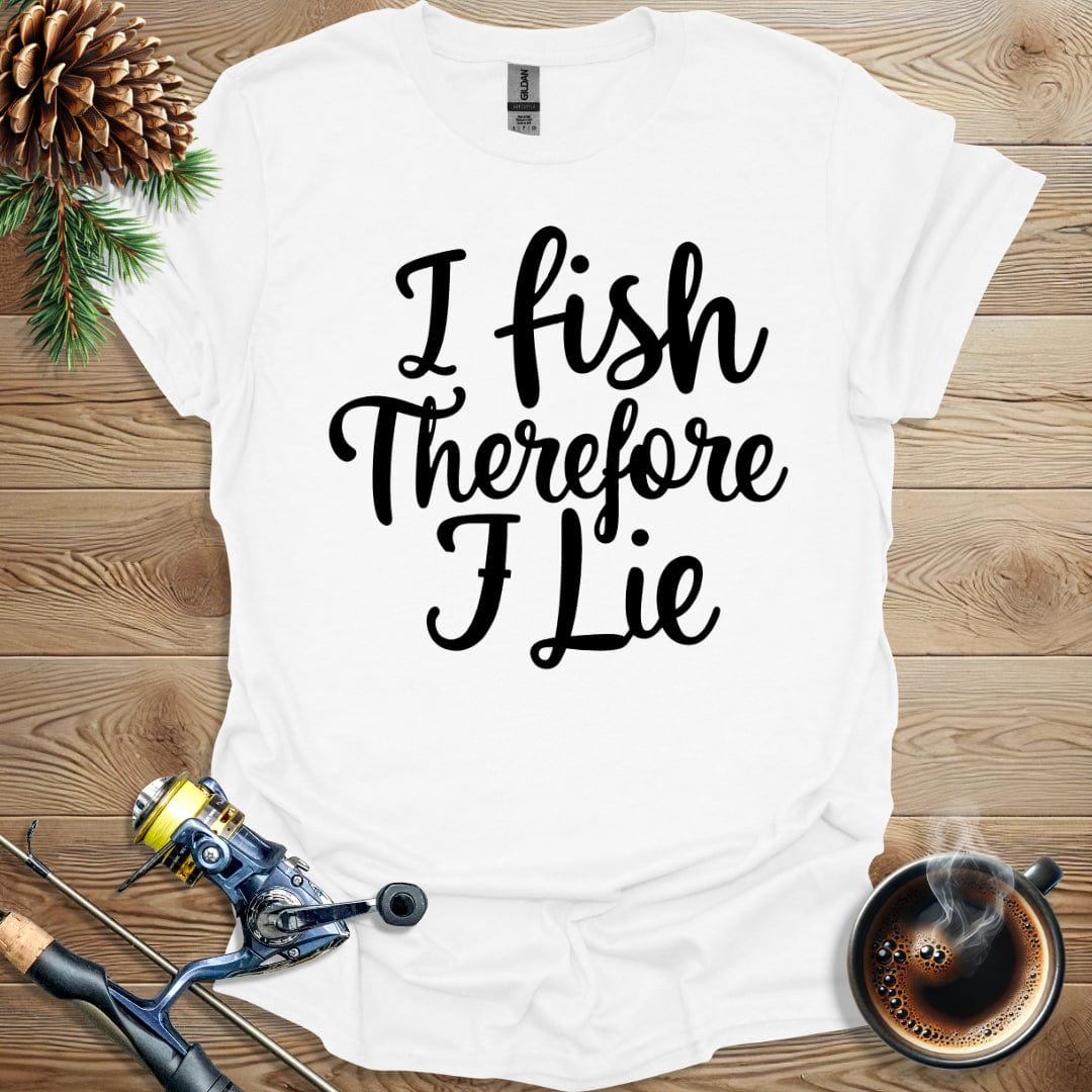 Printify T-Shirt I Fish Therefore I Lie B&W T-Shirt