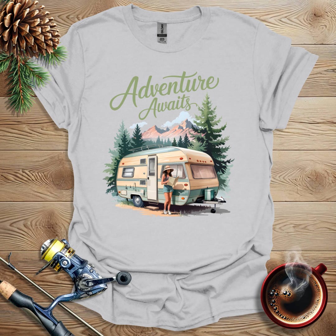 Printify T-Shirt Ice Grey / S Adventure Awaits T-Shirt