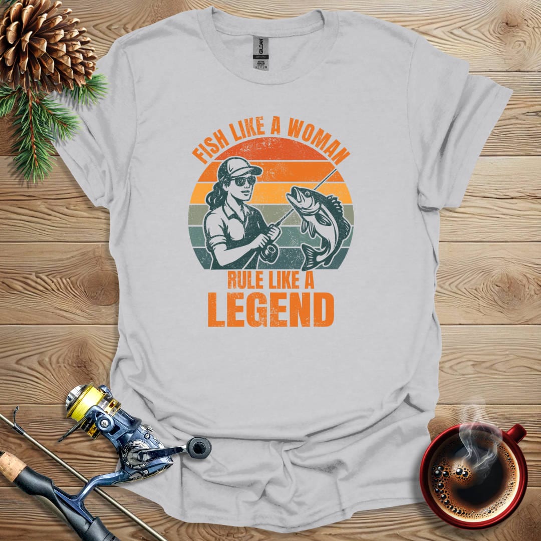 Printify T-Shirt Ice Grey / S Fish Like A Woman - Rule Like A Legend T-Shirt