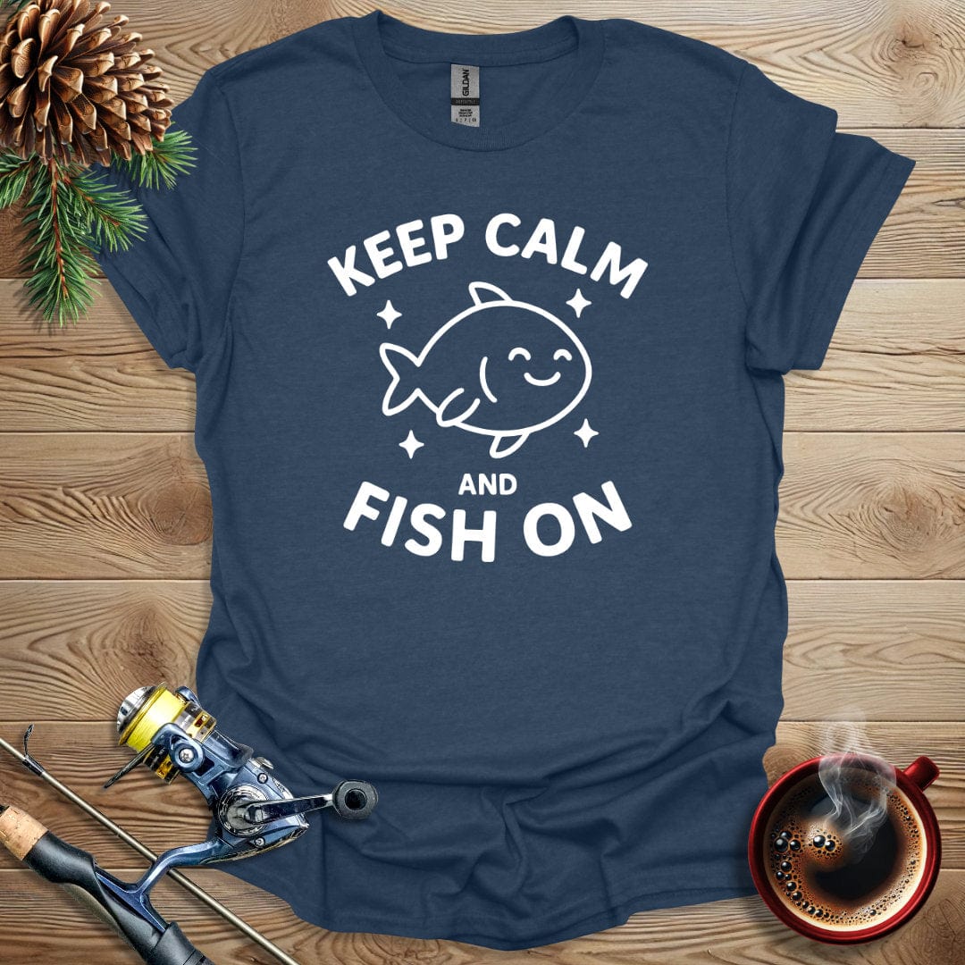 Printify T-Shirt Keep Calm and Fish On T-Shirt