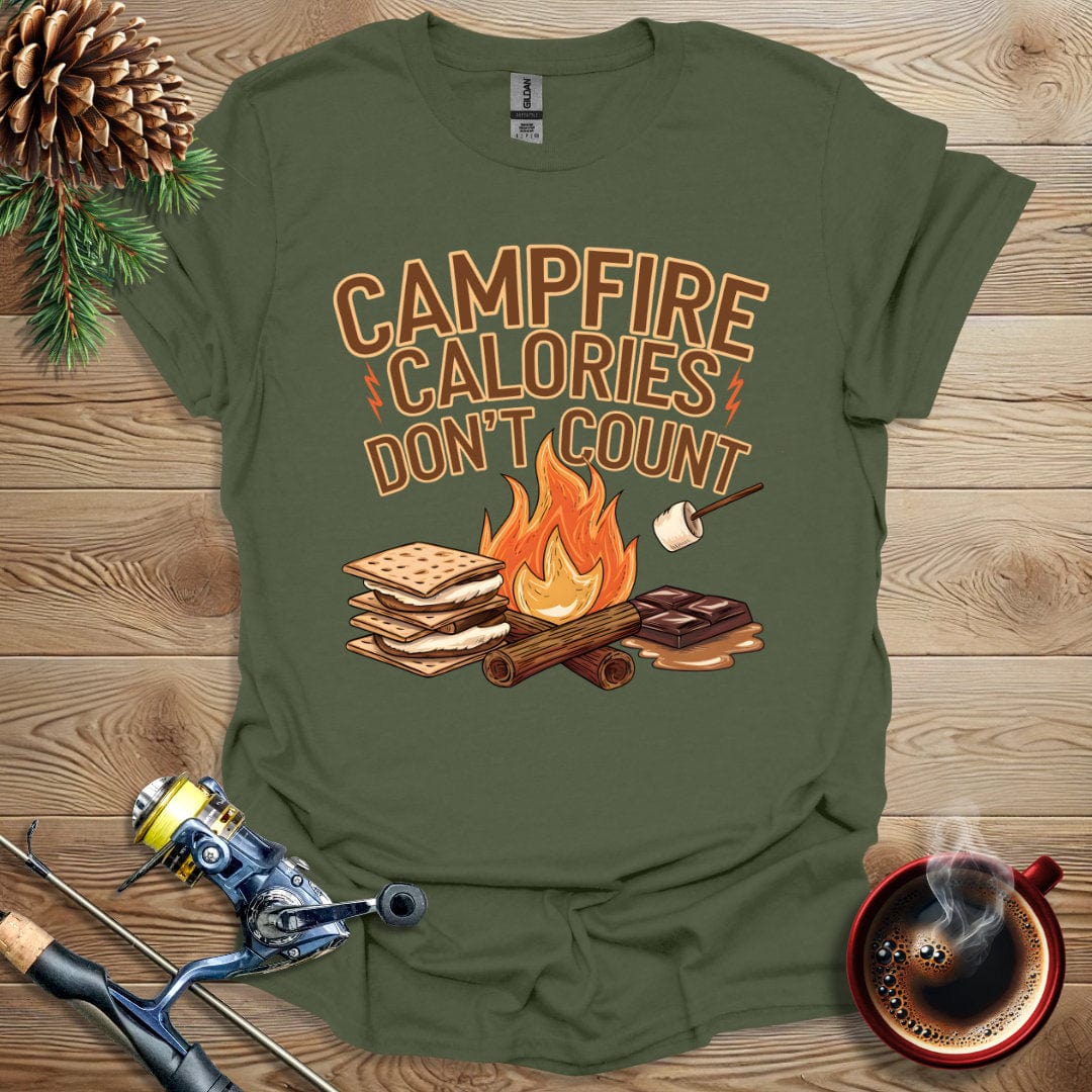 Printify T-Shirt Military Green / S Campfire Calories Don't Count T-Shirt