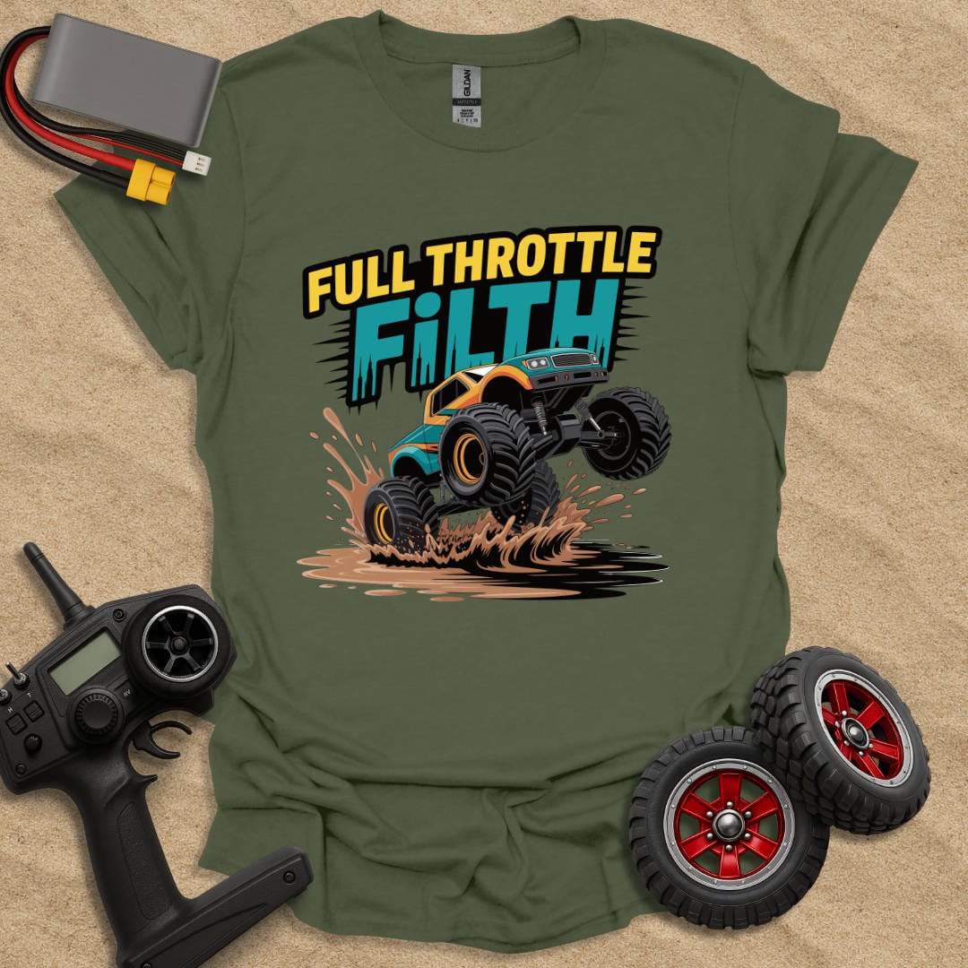 Printify T-Shirt Military Green / S Full Throttle Filth T-Shirt