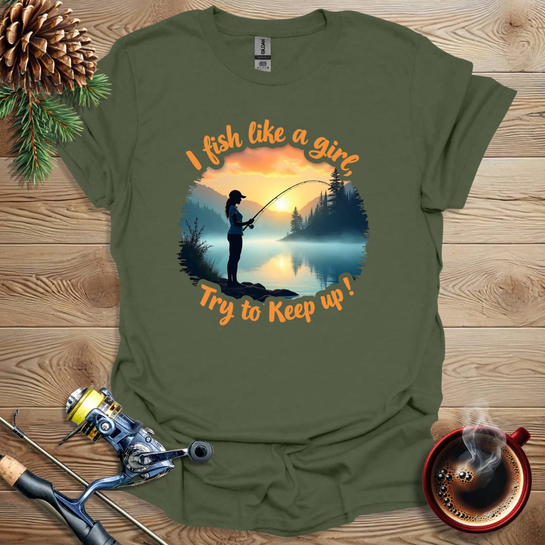 Printify T-Shirt Military Green / S I Fish Like A Girl T-Shirt