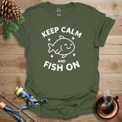 Printify T-Shirt Military Green / S Keep Calm and Fish On T-Shirt