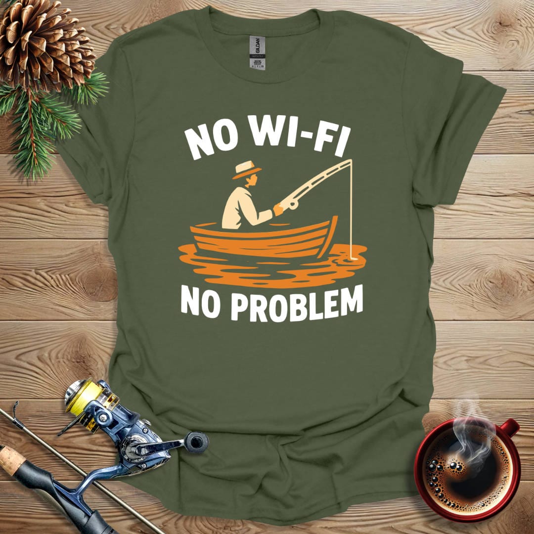 Printify T-Shirt Military Green / S No WiFi No Problem T-Shirt