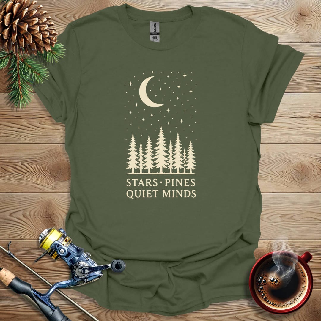 Printify T-Shirt Military Green / S Stars Pines Quiet Minds T-Shirt