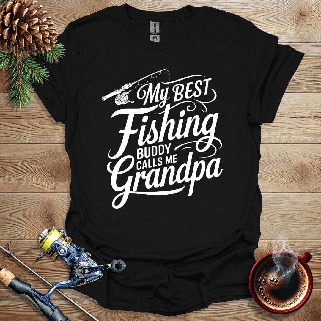 Printify T-Shirt My Best Fishing Buddy Calls Me Grandpa T-Shirt
