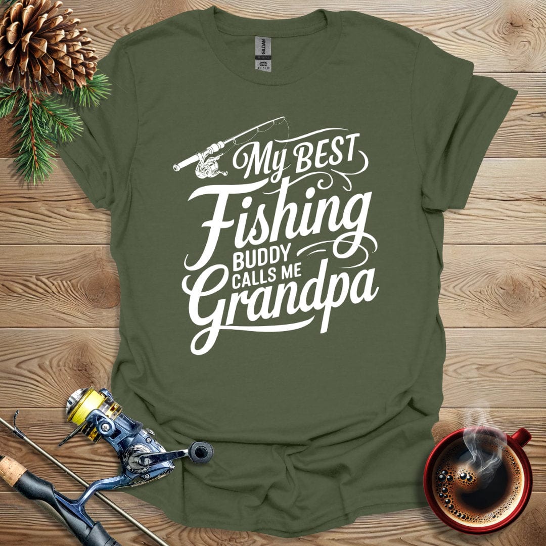 Printify T-Shirt My Best Fishing Buddy Calls Me Grandpa T-Shirt